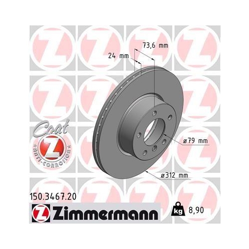 Bremsscheibe Zimmermann 150.3467.20 Coat Z f&uuml;r Bmw Bmw (brilliance) Vorderachse