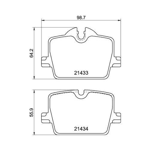 Bremsbelagsatz Scheibenbremse Hella 8DB 355 040-911 f&uuml;r Toyota Amc Hinterachse