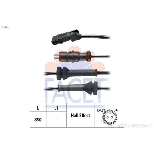 Sensor Raddrehzahl Facet 21.0052 Made In Italy - Oe Equivalent f&uuml;r Renault