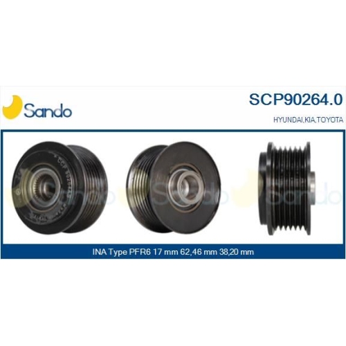 Riemenscheibe Generator Sando SCP90264.0 f&uuml;r Toyota Hyundai Kia Ika