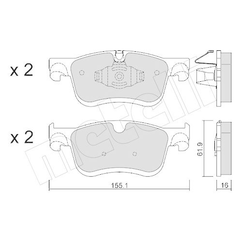 Bremsbelagsatz Scheibenbremse Metelli 22-1349-0 f&uuml;r Citro&euml;n Toyota Vorderachse