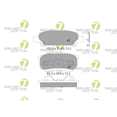 Bremsbelagsatz Scheibenbremse 7 Seven Parts SVP25400 f&uuml;r Dodge Mitsubishi