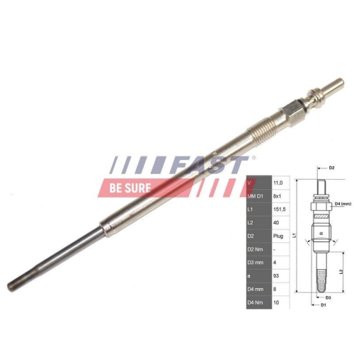 Glühkerze Elektr. Zuheizer Fast FT82706 für Citroën Fiat Iveco Alfa Romeo Lancia