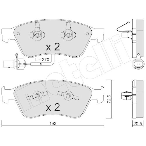 Bremsbelagsatz Scheibenbremse Metelli 22-0662-0 f&uuml;r Audi VW Vorderachse