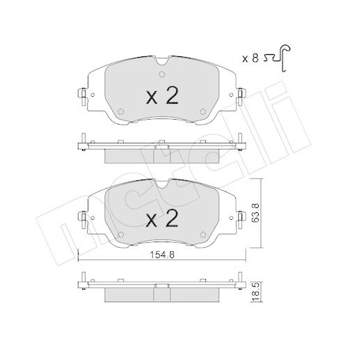 Bremsbelagsatz Scheibenbremse Metelli 22-1350-0 f&uuml;r Citro&euml;n Peugeot Vorderachse