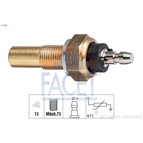 Sensor Coolant Temperature Facet 7.3068 Made In Italy - Oe Equivalent for Ford