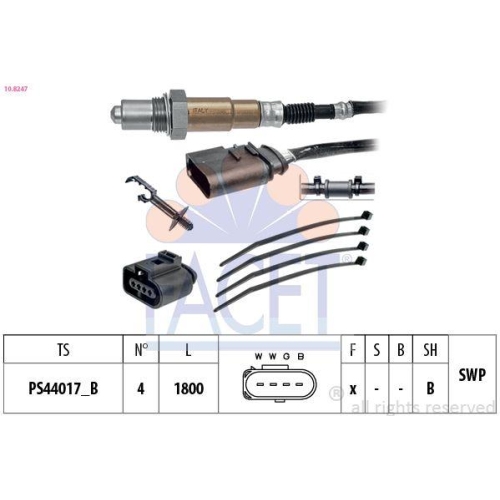 Lambdasonde Facet 10.8247 Made In Italy - Oe Equivalent f&uuml;r Audi Seat Skoda VW