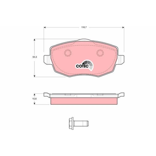 Bremsbelagsatz Scheibenbremse Trw GDB1593 Cotec f&uuml;r Lancia Vorderachse