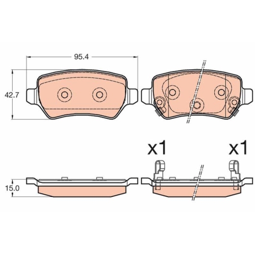 Bremsbelagsatz Scheibenbremse Trw GDB3585 f&uuml;r Kia Hinterachse