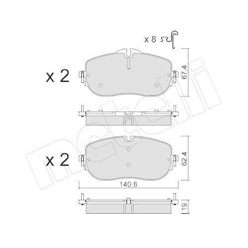 Bremsbelagsatz Scheibenbremse Metelli 22-1355-0 f&uuml;r Mercedes Benz Mercedes Benz