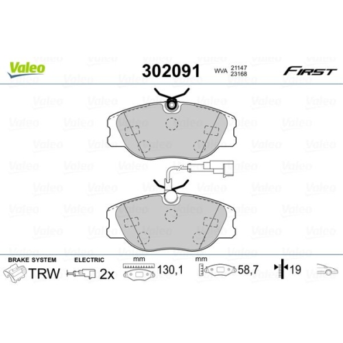Bremsbelagsatz Scheibenbremse Valeo 302091 First für Alfa Romeo Fiat Lancia
