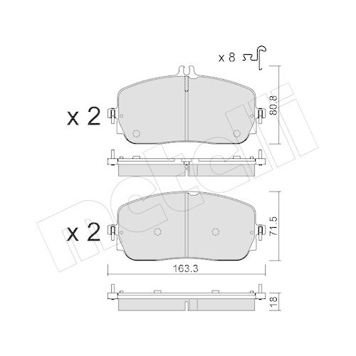 Bremsbelagsatz Scheibenbremse Metelli 22-1357-0 f&uuml;r Mercedes Benz Mercedes Benz