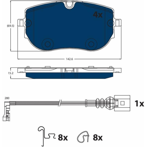 Bremsbelagsatz Scheibenbremse Trw GDB2548BTE Electric Blue f&uuml;r Skoda VW Ford