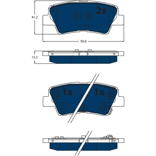 Bremsbelagsatz Scheibenbremse Trw GDB2531BTE Electric Blue f&uuml;r Hyundai Kia