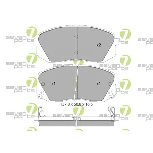 Bremsbelagsatz Scheibenbremse 7 Seven Parts SVP25550 f&uuml;r Hyundai Kia