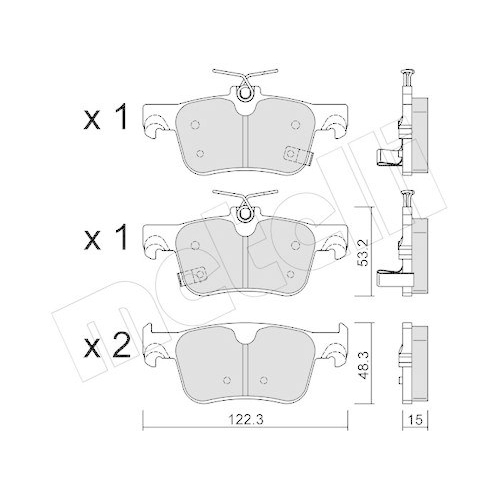 Brake Pad Set Disc Brake Metelli 22-1363-0 for Honda Rear Axle