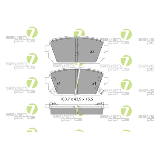 Bremsbelagsatz Scheibenbremse 7 Seven Parts SVP25560 f&uuml;r Hyundai Kia