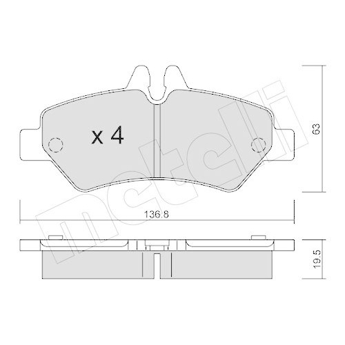 Brake Pad Set Disc Brake Metelli 22-0672-0 for Mercedes Benz Mercedes Benz VW