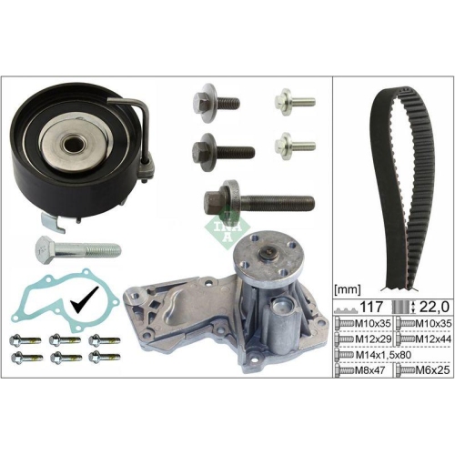 Wasserpumpe + Zahnriemensatz Schaeffler Ina 530 0495 30 f&uuml;r Ford Mazda Volvo