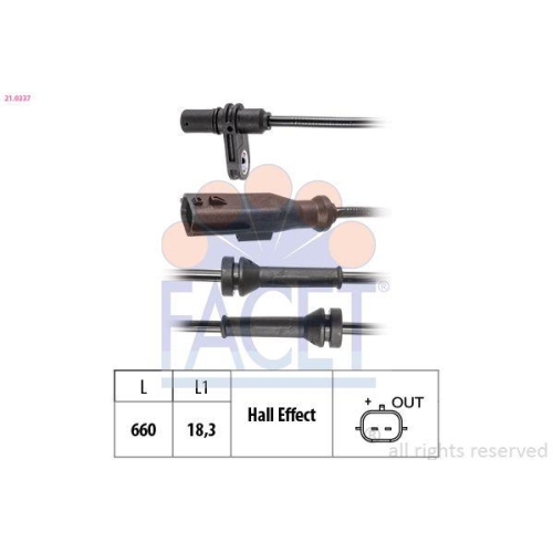 Sensor Raddrehzahl Facet 21.0337 Made In Italy - Oe Equivalent f&uuml;r Renault Dacia