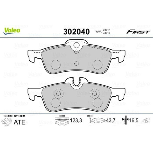 Bremsbelagsatz Scheibenbremse Valeo 302040 First für Mini Hinterachse