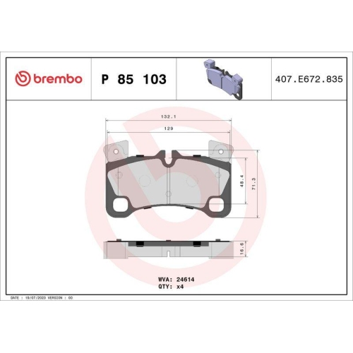 Bremsbelagsatz Scheibenbremse Brembo P85103 Prime Line f&uuml;r Audi Porsche Seat VW