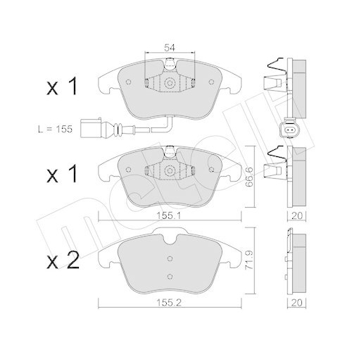 Bremsbelagsatz Scheibenbremse Metelli 22-0675-1 f&uuml;r Audi Seat VW Vorderachse