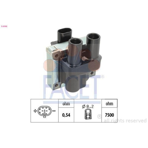 Z&uuml;ndspule Facet 9.6046 Oe Equivalent f&uuml;r Alfa Romeo Fiat Innocenti Lancia