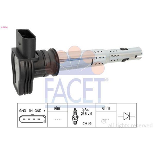 Zündspule Facet 9.6326 Oe Equivalent für Audi Seat Skoda VW Hitachi