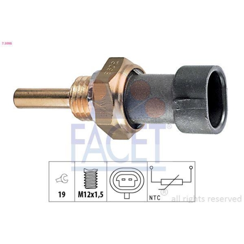 Sensor K&uuml;hlmitteltemperatur Facet 7.3098 Made In Italy - Oe Equivalent f&uuml;r Fiat
