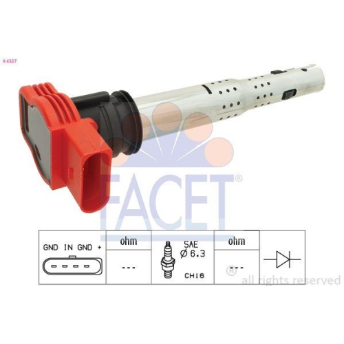 Ignition Coil Facet 9.6327 Oe Equivalent for Audi Porsche VW Hitachi
