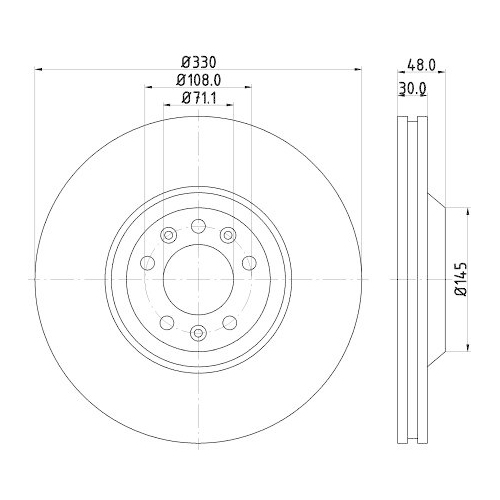Bremsscheibe Hella 8DD 355 128-221 Pro High Carbon f&uuml;r Citro&euml;n Peugeot