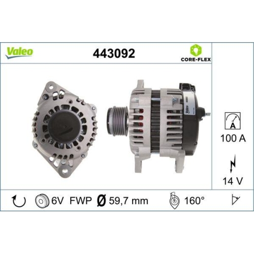 Alternator Valeo 443092 Valeo Core-flex for Isuzu Opel Vauxhall