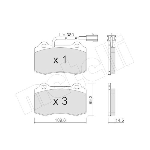 Bremsbelagsatz Scheibenbremse Metelli 22-0251-8 f&uuml;r Maserati Hinterachse