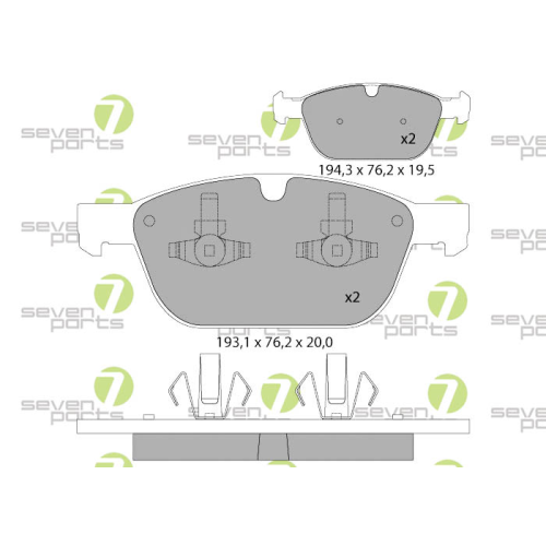 Bremsbelagsatz Scheibenbremse 7 Seven Parts SVP25730 f&uuml;r Volvo 1. Vorderachse