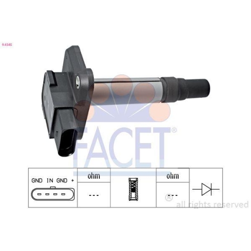 Z&uuml;ndspule Facet 9.6345 Made In Italy - Oe Equivalent f&uuml;r Audi Seat Skoda VW