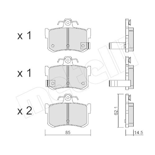 Bremsbelagsatz Scheibenbremse Metelli 22-0691-1 f&uuml;r Rover Hinterachse