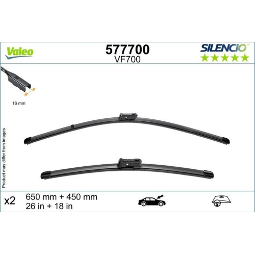 Wischblatt Valeo 577700 Silencio Flat Blade Set f&uuml;r Kia Vorne