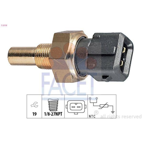 Sensor K&uuml;hlmitteltemperatur Facet 7.3119 Made In Italy - Oe Equivalent f&uuml;r Rover