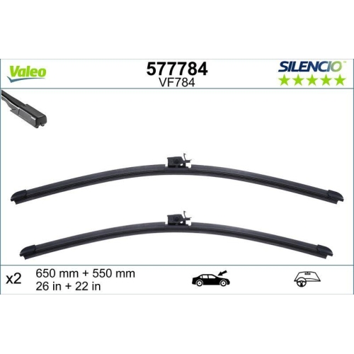 Wischblatt Valeo 577784 Silencio Flat Blade Set f&uuml;r Mercedes Benz Vorne