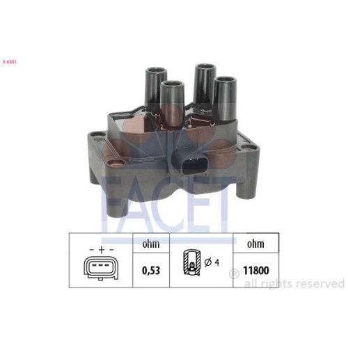 Z&uuml;ndspule Facet 9.6381 Oe Equivalent f&uuml;r Ford Mazda Volvo Hitachi