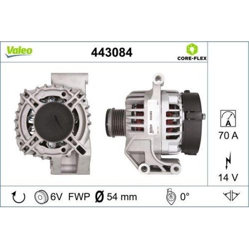 Alternator Valeo 443084 Valeo Core-flex for Opel Vauxhall