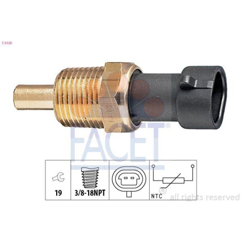 Sensor K&uuml;hlmitteltemperatur Facet 7.3129 Made In Italy - Oe Equivalent f&uuml;r Fiat