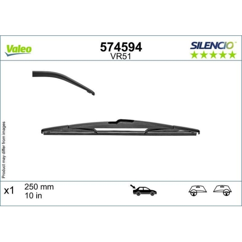 Wischblatt Valeo 574594 Silencio Rear für Opel Vauxhall Ssangyong Kg Mobility