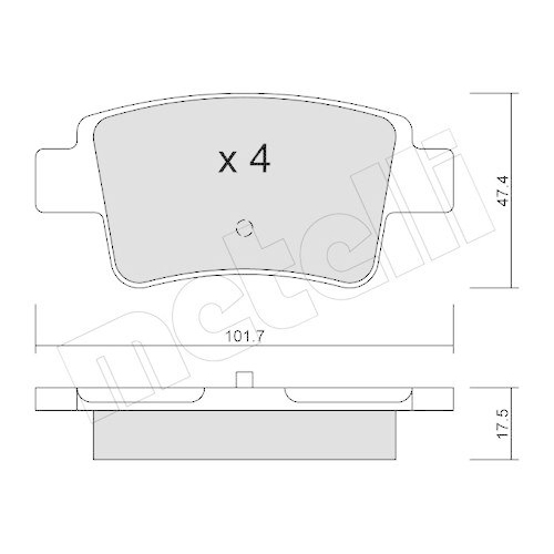Bremsbelagsatz Scheibenbremse Metelli 22-0705-0 f&uuml;r Fiat Opel Abarth Hinterachse