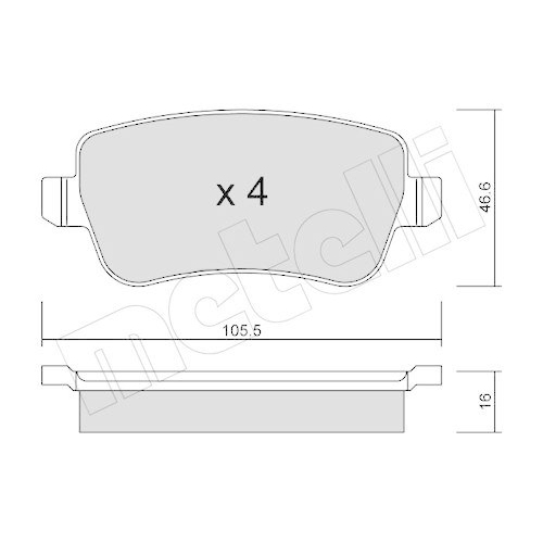 Bremsbelagsatz Scheibenbremse Metelli 22-0706-0 f&uuml;r Fiat Hinterachse