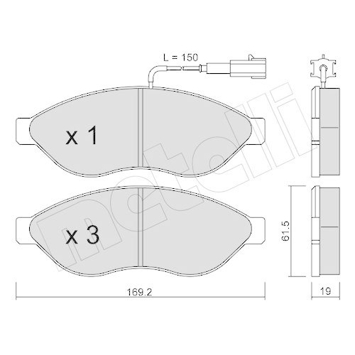 Bremsbelagsatz Scheibenbremse Metelli 22-0708-0 f&uuml;r Citro&euml;n Fiat Peugeot