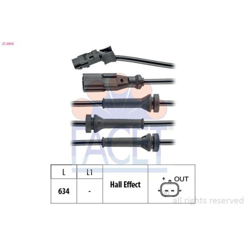 Sensor Raddrehzahl Facet 21.0056 Made In Italy - Oe Equivalent f&uuml;r Nissan Dacia