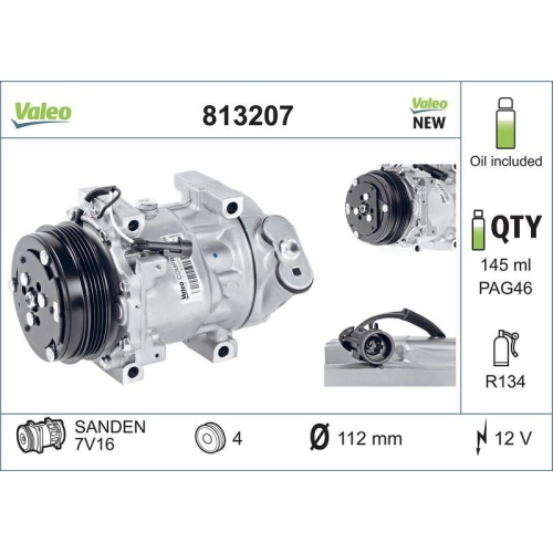 Kompressor Klimaanlage Valeo 813207 Valeo Core-flex f&uuml;r Citro&euml;n Fiat Iveco