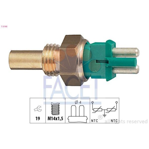 Sensor Coolant Temperature Facet 7.3140 Made In Italy - Oe Equivalent for VW